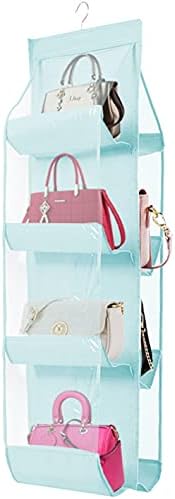 AARAINBOW 1 Pack Hanging Handbag Purse Organizer,Breathable Polyester Fiber+PVC Handbag Organizer,8 Easy Access Pockets,Wardrobe Closet Space Saving Organizers,Washable,41 L x 13.5W (B-Blue)