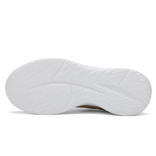 VAMJAM Men's Running Shoes Slip On Walking Shoes Non Slip Lightweight Workout Shoes Breathable Gym Sneakers Fashion Mesh Sneakers Khaki Size 123