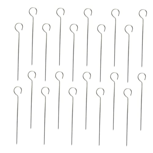 TOYANDONA 20 Piezas Aguja De De Cisne De Acero Inoxidable Palos Parrilla Cámping Brocheta Ataduras Interrogatorio Intenso Aguja De Armadura Carne Para Exterior Cocinando Plata