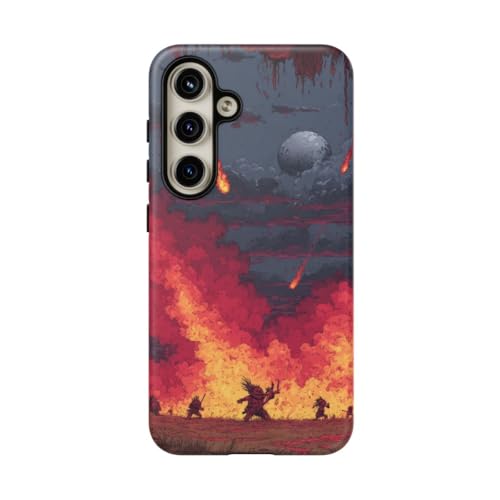 Coque rigide mate Samsung S24 rouge météores pour style urbain