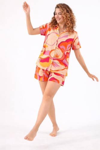 Image of Women Pajama Set Printed Cord-Set Night Suit Set of Shirt & Shorts Set Women Night Wear Set
