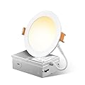 FREELICHT 1 Pack 4 Inch 5CCT Ultra-Thin LED Recessed Ceiling Light with Junction Box, 700LM Brightness, Dimmable Canless Wafer Downlight, 10WEqv90W-ETL&FCC