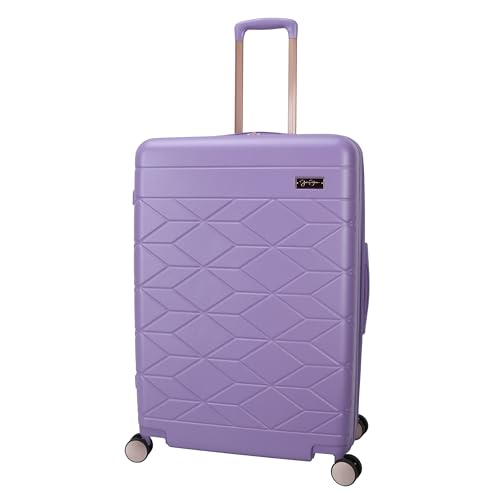 Jessica Simpson Aris 28Expandable 8-Wheel Spinner Large Checked Luggage Suitcase, English Lavender