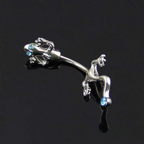 Preisvergleich Produktbild SpirWoRchlan Gecko Eidechse Blau Strass Chirurgenstahl Bauchnabel Bauchnabelpiercing Bauch Piercing Nabelring baumelnd Körperschmuck Barbell Piercing Schmuck für Damen Mädchen Silber
