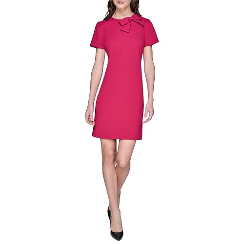 Image of Karl Lagerfeld Women's A-line Crew Neck Scuba Crepe Dress