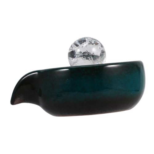 Abaodam Fontaine Décorative en Céramique pour Bassin De Jardin, Sortie D’Eau Cascade Extérieure, Finition Vert Paon Sphère Cristal, Accessoire De Circulation D’Eau pour Décoration Paysagère