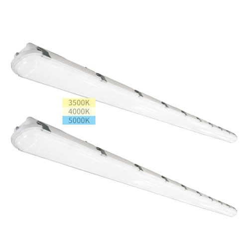 mw 2-Pack 8FT LED Vapor Tight Light, 65/75/90Wattage & 3CCT Selectable, 120~277V, 130LM/W, 0-10V Dimmable, UL & DLC Listed, for Commercial Area(2, 8 FT)