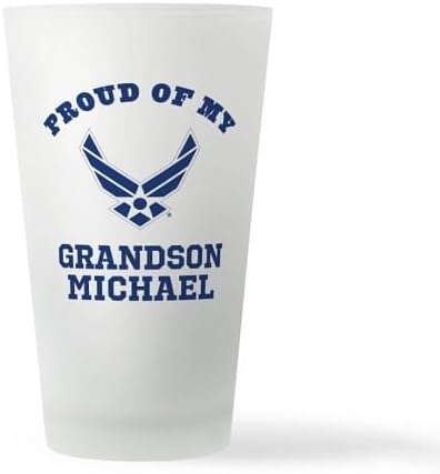 CafePress Custom Personalized Air Force Grandson Personalized Pint Glass, 16 oz. Drinking Glass