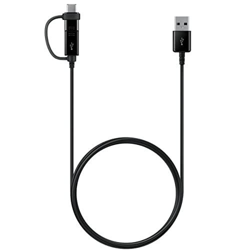 Samsung 2-in-1 Cable, Type C Micro USB Cable Galaxy, LG, HTC, Huawei, Sony Xperia, Android Smartphones, and More 5ft Black