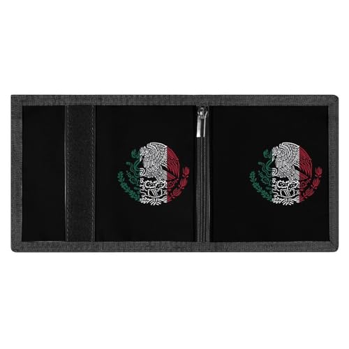 Mexico Flag Snake Eagle Mexican Logo Mens Trifold Wallet 8 Card Holders Purse with Keychain & Photo Window Money Clip Travel Accessories4