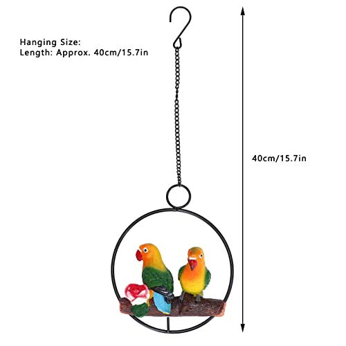 Hangend Papegaaistandbeeld, Hangend Vogelringdecor Sculptuurbeeldje Op Metalen Ronde Ring Art Decor Prachtige Schommel Voor Terrasgazon Huis- En Tuindecoratie - Image 3