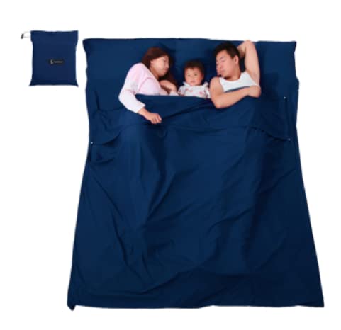 SKEIDO 1pcs Sleeping Bag Liner, Portable Sleep Sack Lightweight Dirt-Proof Hotel Sheet for Adult- Moonlight Blue