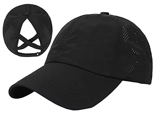 Gorra de béisbol mujer negra con ajuste rápido miniatura 1