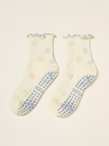 Image of Shapes Studio Half Calf Grip Socks, Cute Fruit Pilates Socks, Ruffle Socks, Non-Slip for Barre Yoga
