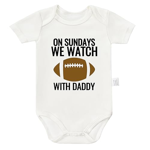 On Sundays We Watch Football with Daddy Bodysuit, Baby Boy Announcement Outfit, Boys Girls Short Sleeve Clothes