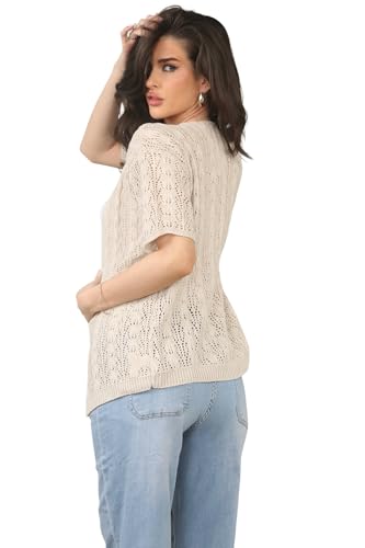 Image of Loxdonz Women's Short Sleeve Cropped Cardigan Sweaters Open Front Bolero Short Shrugs for Women