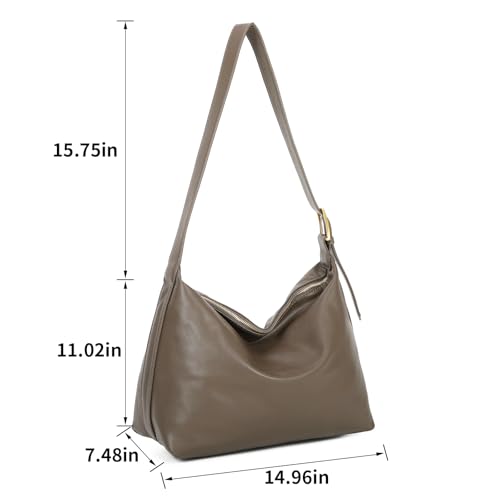 Image of I IHAYNER Large Crossbody Bag for Women Stylish Leather Hobo Shoulder Purse Casual Messenger Bag, Grey