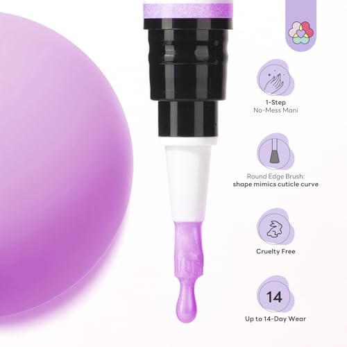 Image of SAVILAND One-Step Gel Nail Polish Pens Set: 6 Pearl Pink Blue Colors 3 in 1 Gel Polish Set Base & Color Gel & Top in a Pen for Aurora Effect Easy to Use Travel 4ml (U V Lamp Needed)