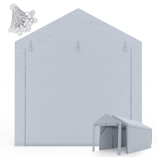 Image of ADVANCE OUTDOOR 12x20 ft Carport Replacement Door with Zippers Tarp, Heavy-Duty Waterproof & UV Protected, Easy Installation with Ball Bungees, Gray, One Door Only