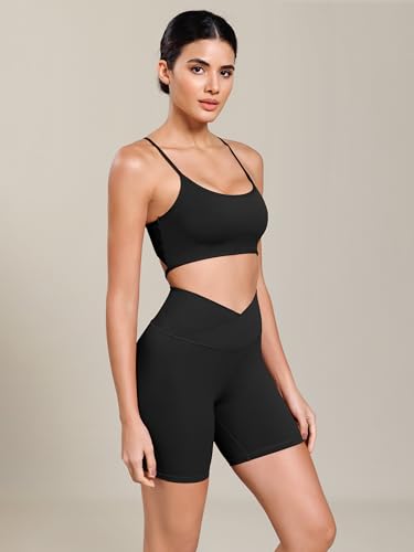 ODODOS Cloud Feeling Cross Waist Yoga Shorts for Women, 6" Crossover High Waist Lounge Biker Shorts3