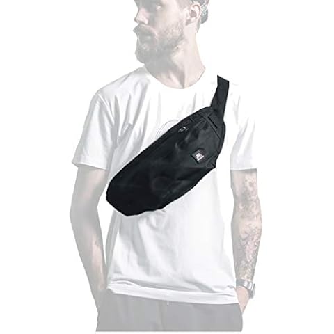 Fanny Packs for Women & Men Unisex Waist Bag Pack with Headphone Jack and Zipper Adjustable Strap Black Fanny Pack for Outdoors & Gym (fanny pack). Cover