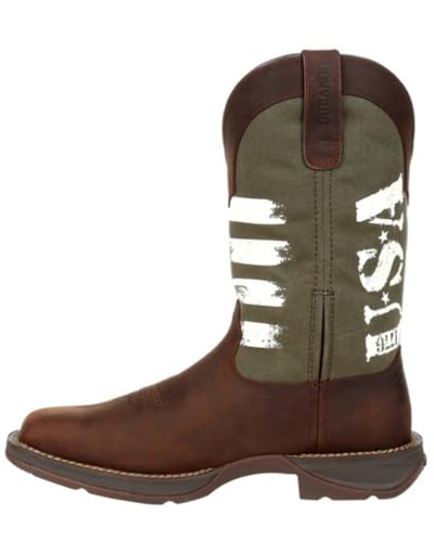 Durango Army Green USA Print Western Boot, Brown And Army Green, Size 13(W)3