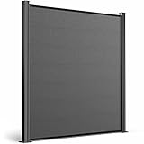 WPC-Zaun I Sichtschutz-Zaun, Steckzaun, Gartenzaun Komplettset I beidseitig glatt I Alu Pfosten Stein Grau (Pfosten zum Aufschrauben, 10Element 11Pfosten)