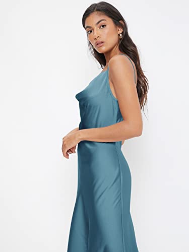Image of Floerns Women's Spaghetti Strap Cowl Neck Long Slip Satin Silk Midi Dress
