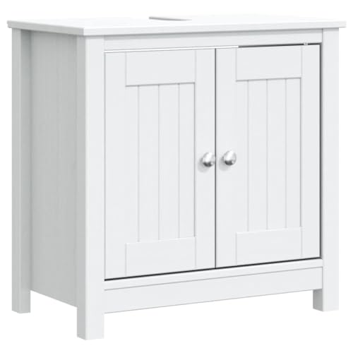 Gabinete para lavabo de baño 23.6"x13.4"x23.2" de madera maciza de pino con almacenamiento miniatura 3