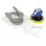 HEBEOT Lijadora orbital neumática aleatoria de 150 mm para pulido y molienda automotriz con 13500 rpm sin velocidad de carga escape trasero diseño ligero con papel de lija (con aspiradora)