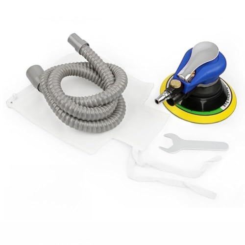 Valixirant Lijadora orbital neumática aleatoria de 6 pulgadas, pulidora de madera automática de 13500 rpm, amoladora excéntrica de 150 mm con papel de lija, escape trasero (con aspiradora)