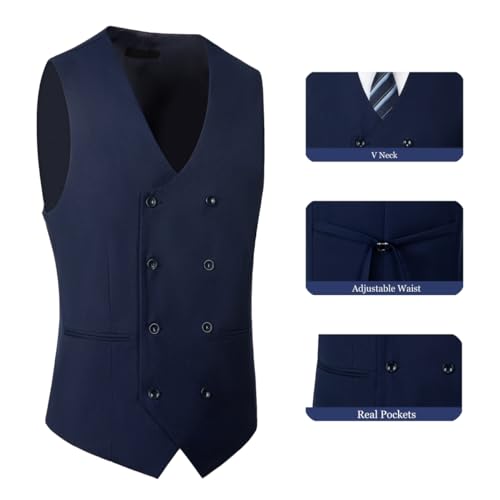 Men 2 Piece Suit,Mens Vest and Pants Set,V Neck Slim Fit Casual Suit Waistcoat3