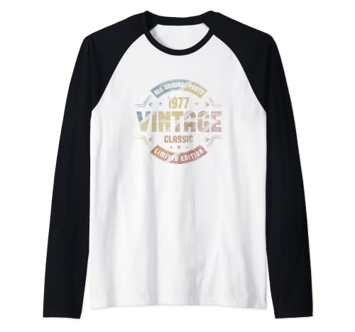 Vintage 1977 All Original Parts Tee Classic Edición Limitada Camiseta Manga Raglan