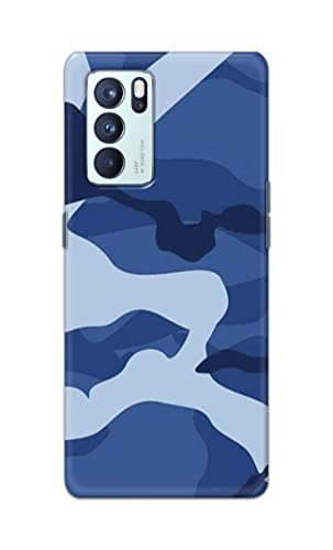 Image of Printed Hard Back Cover Case for Oppo Reno6 Pro 5G Back Cover (Army Blue Pattern) -203