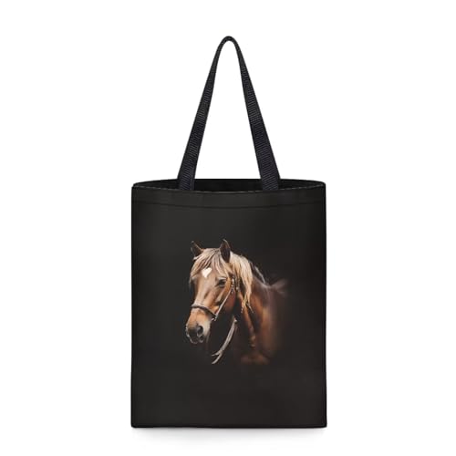 Dolyues Große Schultertasche mit Pferdemotiv für Damen, mit Tasche für Arbeit, Reisen, Einkaufen, College, Schule, Dame