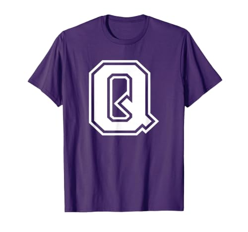 Letter Q Name Initial Varsity Monogram T-Shirt, Men, Purple, XX-Large