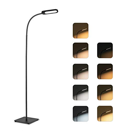 Ynpuz LED Floor Lamp,Reading Standing Lamp for Living Room Bedroom Office,Standing Light with Adjustable Gooseneck,Touch Control,5 Color Temperature & 4 Brightness Levels (Black) Ynpuz LED Floor Lamp,Reading Standing Lamp for Living Room Bedroom Office,Standing Light with Adjustable Gooseneck,Touch Control,5 Color Temperature & 4 Brightness Levels (Black)