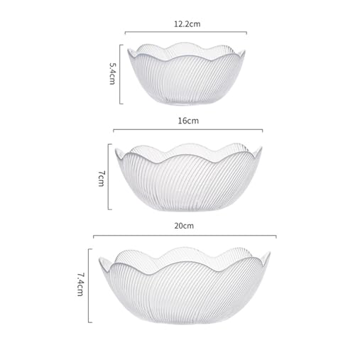 Jarsense Glass Serving Bowls, 3pcs Glass Salad Bowls, Vertical Round Mixing Bowls, Decorative Fruit Bowls - Image 2