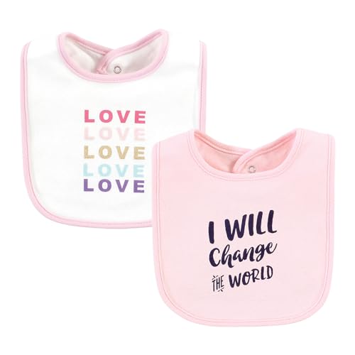 Image of Hudson Baby Unisex Baby Cotton Bibs, Empowerment, One Size