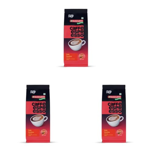 Image of Bayar's Coffee Caffe Espresso Excelsia 100% Coffee Beans Bag 500g | Authentic Blend with 100% Arabica | Freshly Roasted for Rich Aroma & Taste | Ideal for French Press & Espresso (Pack of 3)