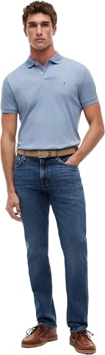 Tommy Hilfiger Herren Poloshirt Kurzarm Liquid Cotton mit Knopfleiste, Blau (Heathered Blue Bros B0802), L – Ansicht 4