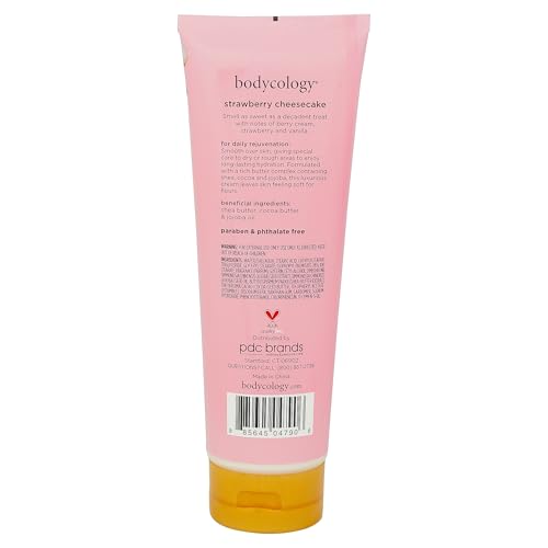 Image of Bodycology Strawberry Cheesecake Body Cream | Shea Butter, Cocoa Butter, Jojoba Oil | Paraben & Phthalete Free | Long-Lasting Hydration, Moisturises, Improves Skin Textures - 227g (Pack of 1)