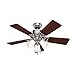 Hunter 51011 Southern Breeze 42-Inch Brushed Nickel Ceiling Fan with Five Cherry/Maple Blades and Frosted Glass Light Kit