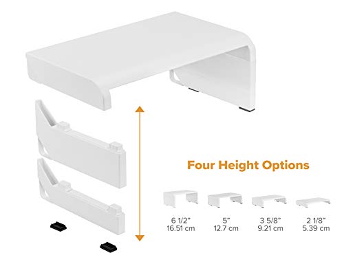Image of Bostitch Office Konnect Adjustable Monitor Stand Riser, 4 Height Adjustments, Built-In Cable Management, Rubber Feet - White
