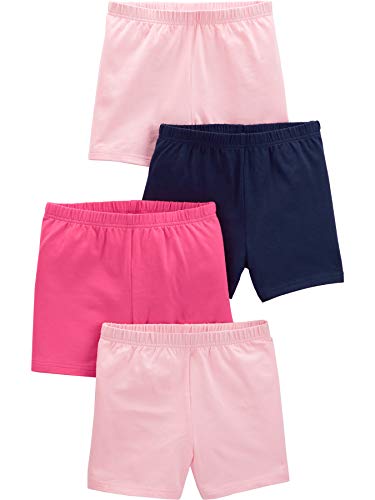 Simple Joys by Carter's Girls' Tumbling Shorts, Pack of 4, Pink/Navy, 6