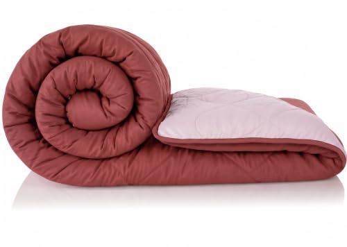 Image of DECORUM Reversible Comforter Double Bed 250 GSM | Rosewood Pink & Blush Pink | Ultra Soft Microfiber Quilt | Lightweight All Season Comforter | (228 X 223 CM)