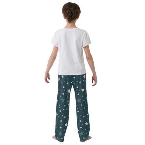 ZZKKO Gold and Blue Stars Boys Pants for Kids Jogger Pants with Pockets S-XL3