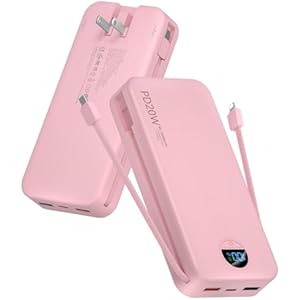 citicr Portable Charger Power Bank, 20000mAh PD20W USB C Fast Charging with Built-in Cables & Wall Plug, External Battery Bank with LED Display, Travel Essential for iPhone, iPad, Samsung Bl