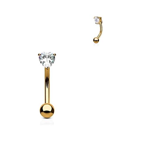 eybrow ring Christina Vertical Hood VCH Jewelry Genital Piercing 7/16"-16G (HEART GOLD) heart silver it"s use for eyebrow Cover