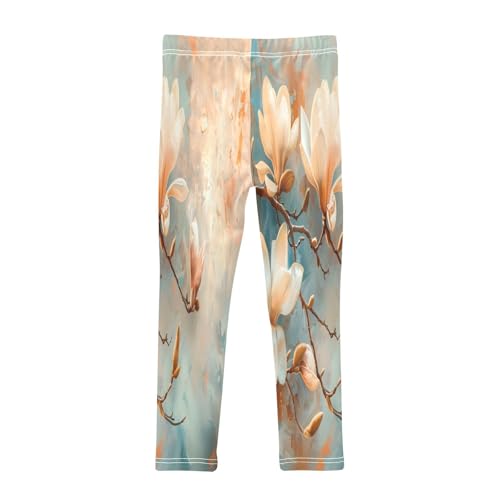 Bolaz Toddler Girls Leggings Printed Yoga Pants Leggings Magnolia White Flower for Kids2